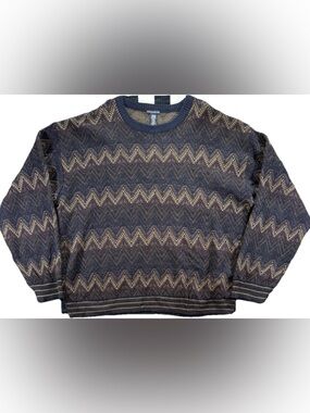 Vintage 90s Knightsbridge Geometric Striped Sweater Men's XL Grandpa Granola